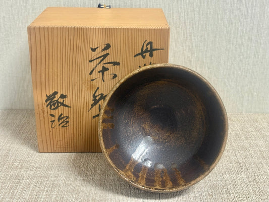 SBKTB167 作家品 丹波燒 窯変 茶碗 流軸 (保護箱付)